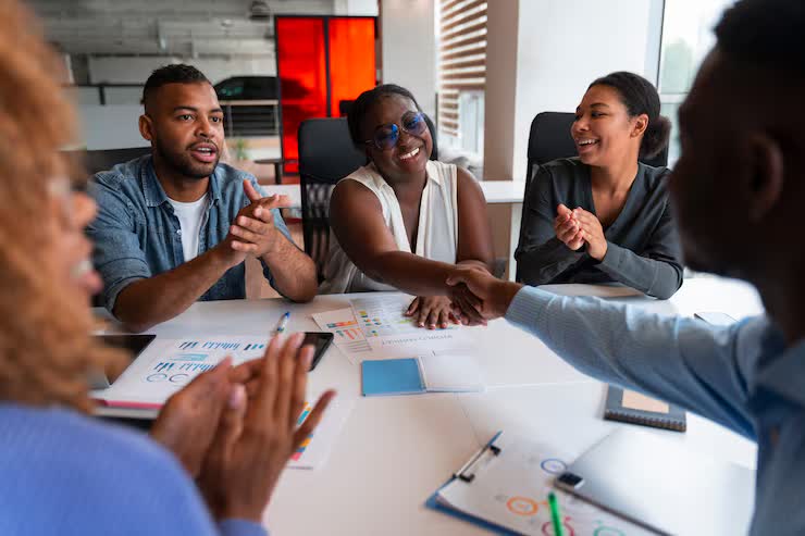 South African professional analysing business figures